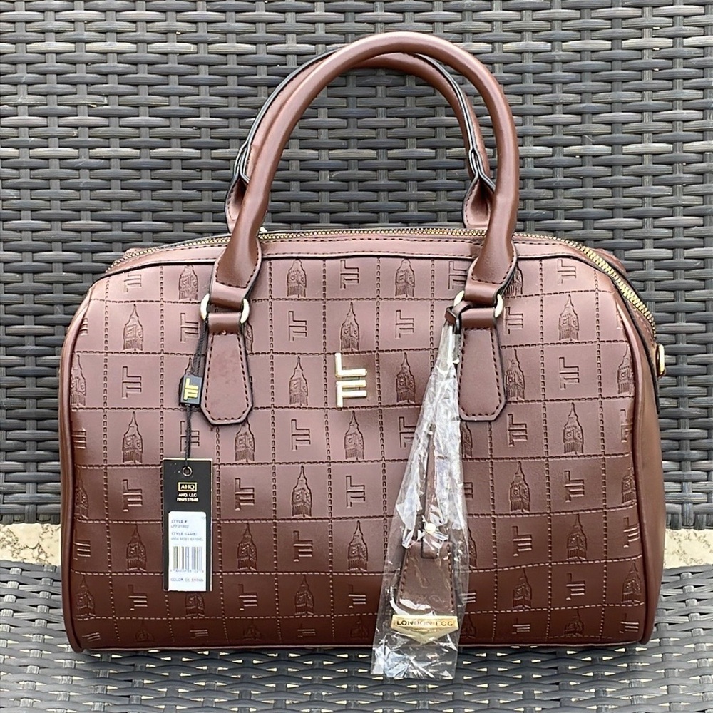 NWT London Fog Anna Speed Satchel - Embossed Brown Vegan Leather